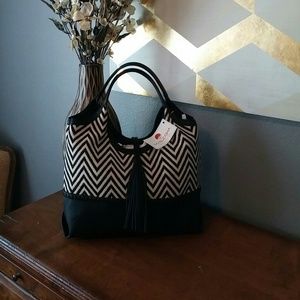 NWT Big Buddha Chrevron Print Bag